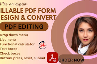 create fillable pdf form or design clickable pdf form, guide from excel and word