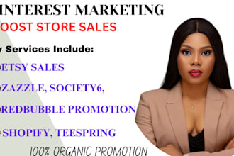 organic pinterest promotion redbubble teespring etsy society6 zazzle shopify pod