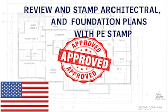 review and stamp architectural, survey, foundation plans with pe seal