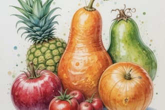 illustrate fruit, plant, or anything in digital watercolor