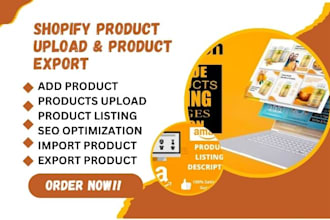 upload, add, export, import products on shopify, amazon, etsy, and ebay stores