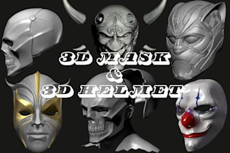 sculpt wearable 3d mask model, helmet mask, cosplay oni mask, printable mask stl