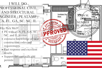 do professional civil and structural engineer pe stamp ca fl ga sc nc il