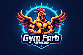 do gym rooster logo for your business in only 24 hours