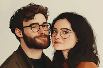 illustrate a vintage couple portrait