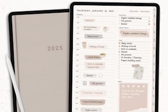 do etsy digital planner,etsy digital journal,hyperlinked planner,digital planner