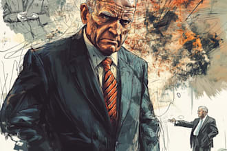 illustrate a political cartoon character or illustration