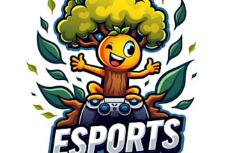 design high quality esport orange tree mascot logo with fastest delivery