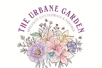 do wonderful floral, garden, botanical, flower shop, female, pink logo design