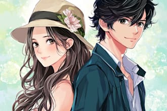 crate a you anime couple art portrait