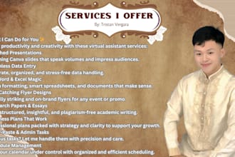 be your dependable and creative virtual assistant for various admin tasks