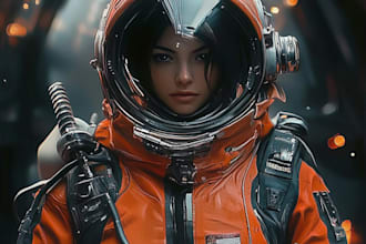 make a sci fi character and sci fi art