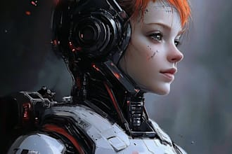 draw a sci fi character and sci fi art