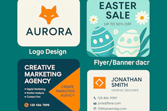 design brand identity with logo, card, banner and social kit