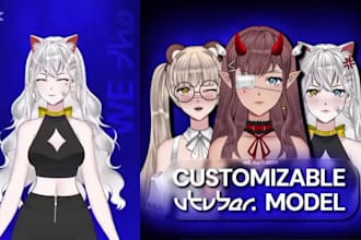 draw animated live2d anime vtuber model gaming chibi emote anime character sheet