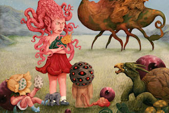 designing a unique surrealistic vintage illustration