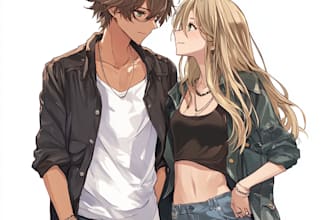 make a you anime couple art portrait