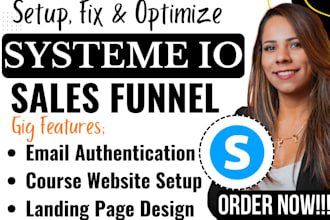 fix systeme io sales funnel, authenticate email domain systeme io course website