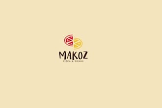 design a modern pizza and drink logo for your business or brand