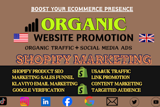 do website promotion on social media, increase shopify ads, website traffic