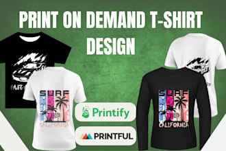 design print on demand tshirt and product mockup for etsy pod and shopify