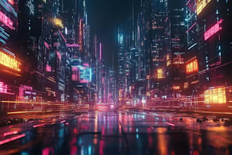 do a futuristic cyberpunk, sci fi city for you