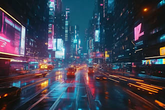make futuristic cyberpunk, sci fi city for you
