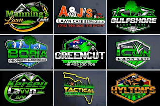 design a custom lawn care or landscape logo with a natural