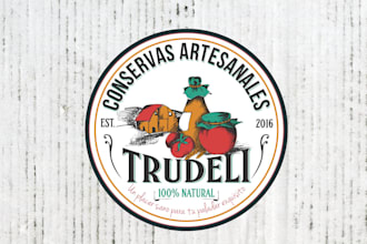 create a retro vintage custom food brand label design
