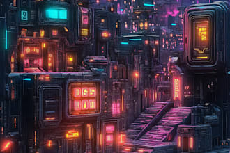 create futuristic cyberpunk city and sci fi concept art