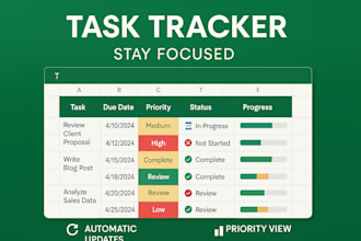 excel task and project tracker for freelancers or teams