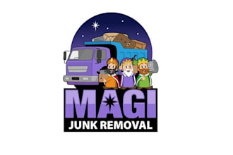 design a fun cartoonist junk removal business logo