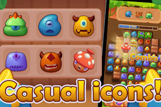 provide professional casual game icons for mobile games and apps