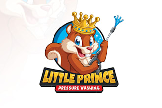 design a fun cartoon squirrel pressure washing logo