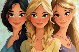 design a custom disney cartoon friendship portrait
