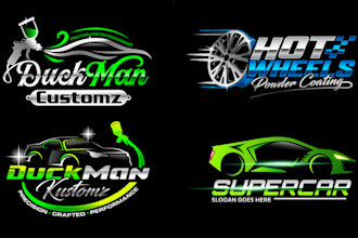 professional  vintage automotive auto detailing car racing logo design