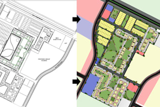 create architecture site plan, layout plan from reference sketch