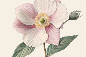 make a  amazing botanical vector line art illustration
