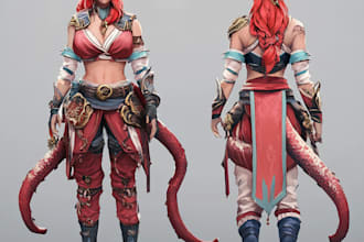create an game character art and dnd character game art