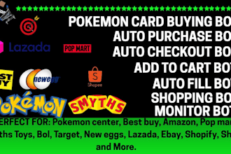 develop automated buying bot, shopping bot, auto checkout bot, auto purchase bot