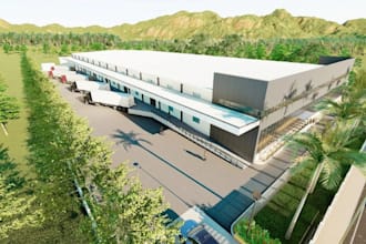 do 3d house exterior design warehouse, industrial factory, commercial 3d render