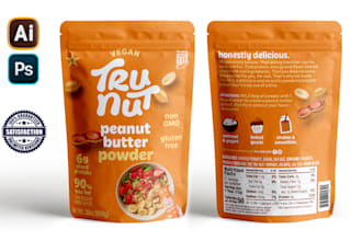 design product packaging label, stand up pouch and 3d mockup
