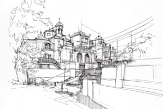 draw an amazing architecture and urban design sketch