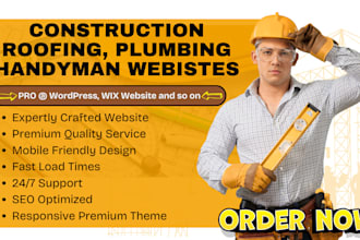 design construction, handyman, junk removal, plumbing, roofing website