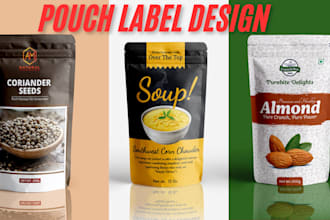 do pouch label design, food label, product label design, fda label and 3d mockup