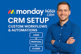 setup monday sales crm, monday come and hubspot crm workflows for your business