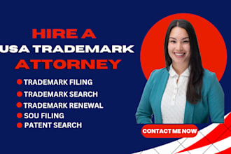 be your licensed USA trademark attorney for trademark filing, search in uspto