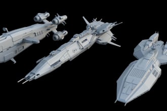 model 3d custom spaceship, tank, aircraft, vehicle with texture and rendering