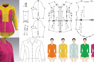 create sewing pattern and grading for any type of garment suit and tech pack
