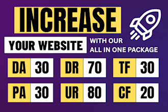 increase da pa dr tf cf of your website by seo backlinks